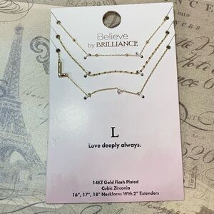 Believe by Brilliance 'L' Initial Gold Plated Necklace